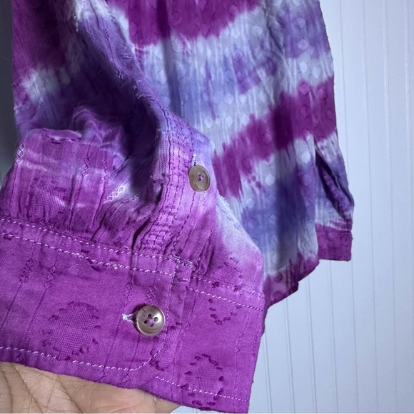 Anthropologie Pilcro Janesse Tie Dye Long Sleeve Button Front Top Sz XL Casual - Picture 7 of 10